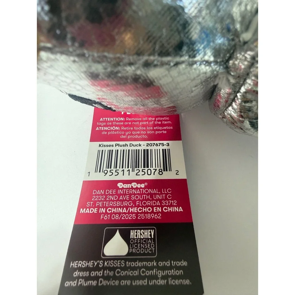 Hershey's Kisses Plush Duck Silver Metallic Dan Dee Valentine 8